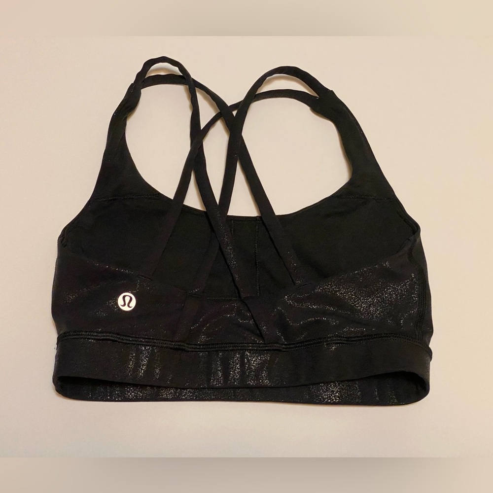 lululemon athletica Shimmer Black Sports Bra Sz 4